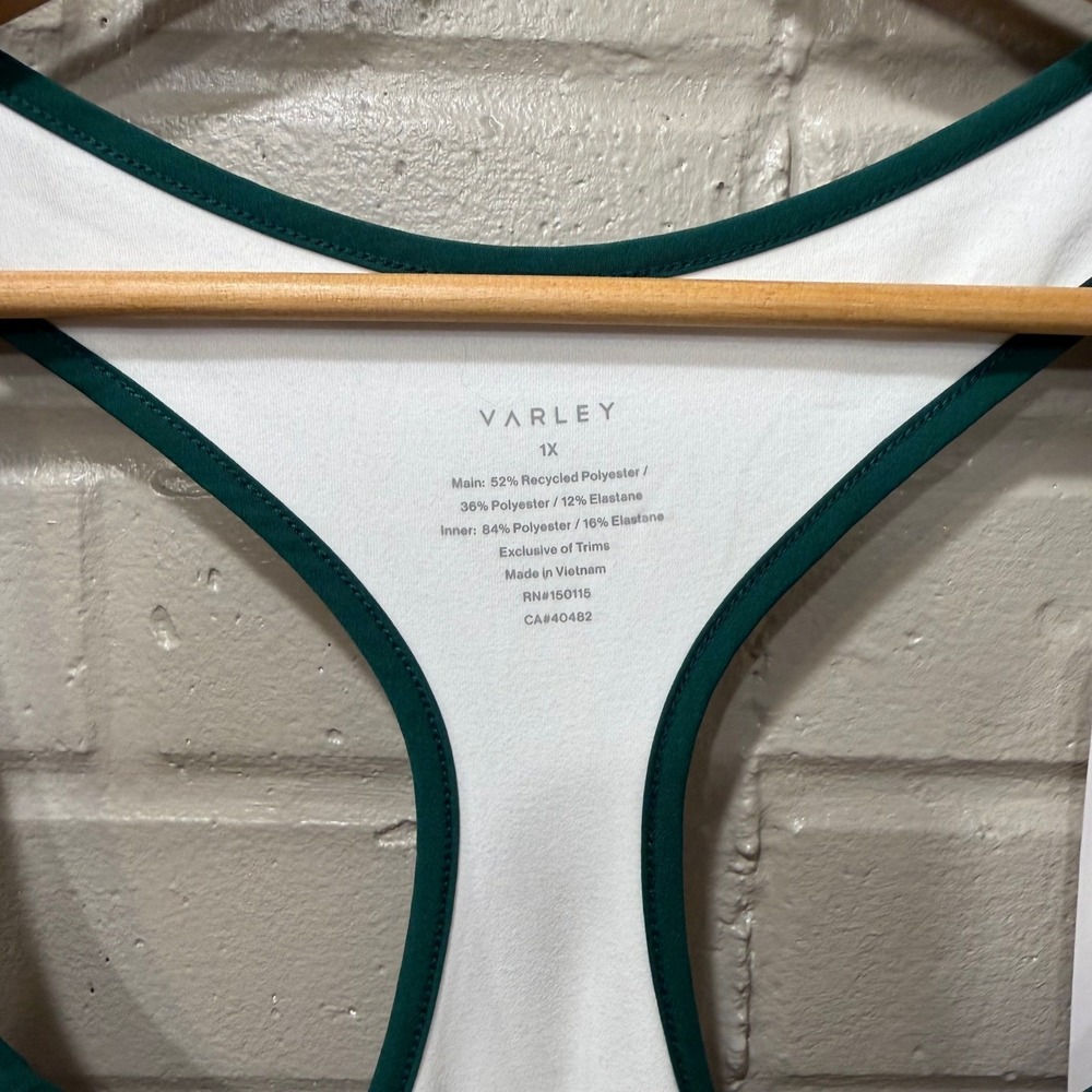 Varley Jane Court Dress NWT 1X White Forest Green Pleated Tennis Prep Golf Dress - Picture 13 of 16